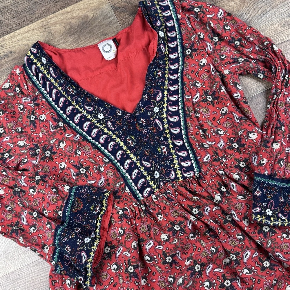 AKEMI‎ + KIN Anthropologie Womens Sz S Paisley Floral Print Embroidery Dress